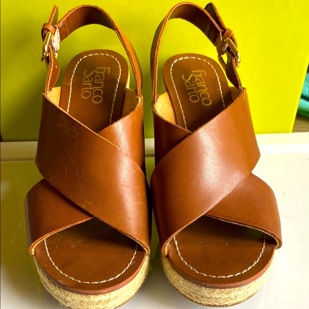 Franco Sarto Brown Espadrille Platform Sandals